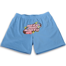 Load image into Gallery viewer, Blue Oversized Logo Embroidered Mesh Shorts
