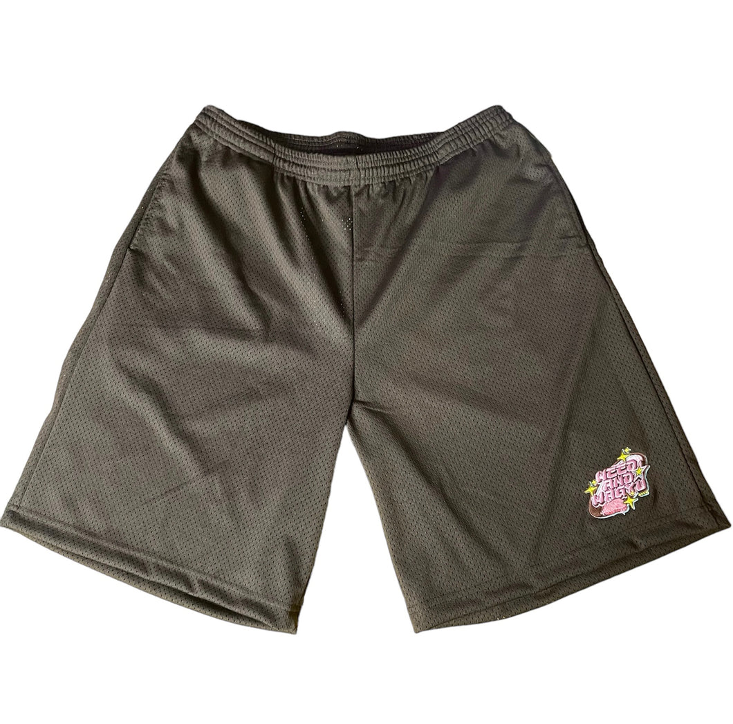 Brown Logo Mesh Shorts